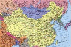 Detaljna karta Kine na ruskom jeziku