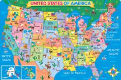 Harta detaliată a SUA cu state